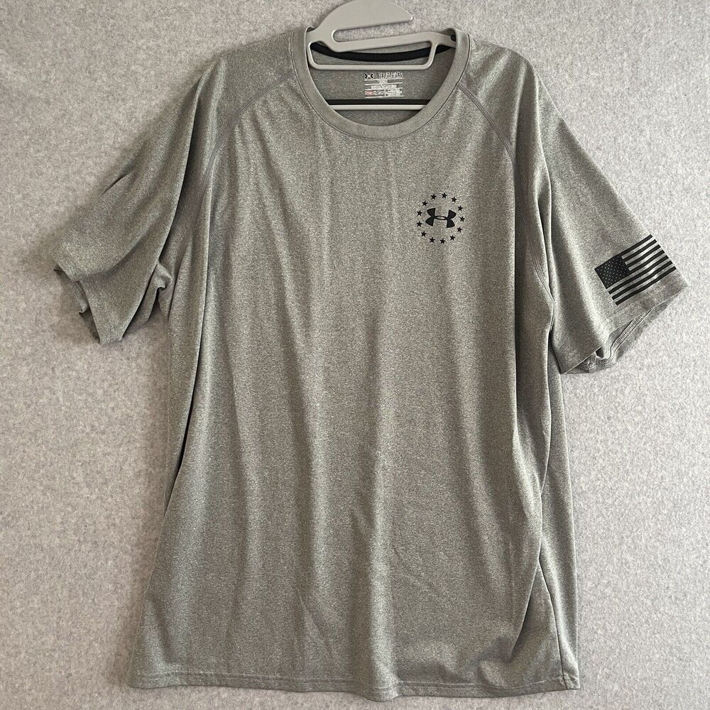 Under Armour Shirt Men's XXL UA Freedom Banner Short Sleeve Graphic Heat Gear